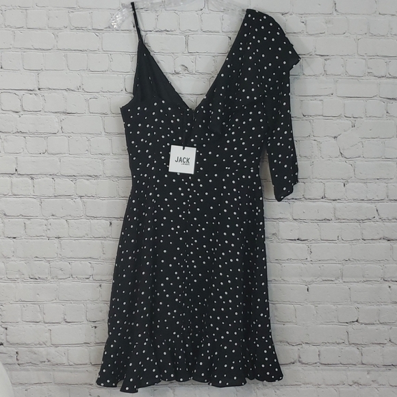 Jack by BB Dakota One Shoulder Polka Dot Dress Black/White Size S - Picture 6 of 8